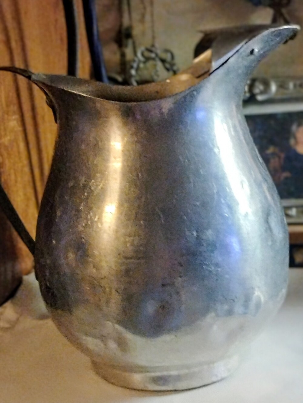 Vintage Pure Aluminum Water Pitcher Ice Lip Guard Made In USA Mid Century